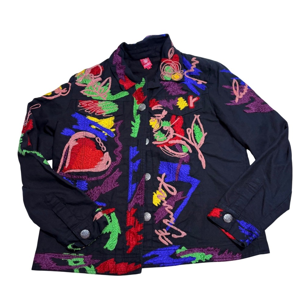 Embroidered Black Multicolor Women's Jacket